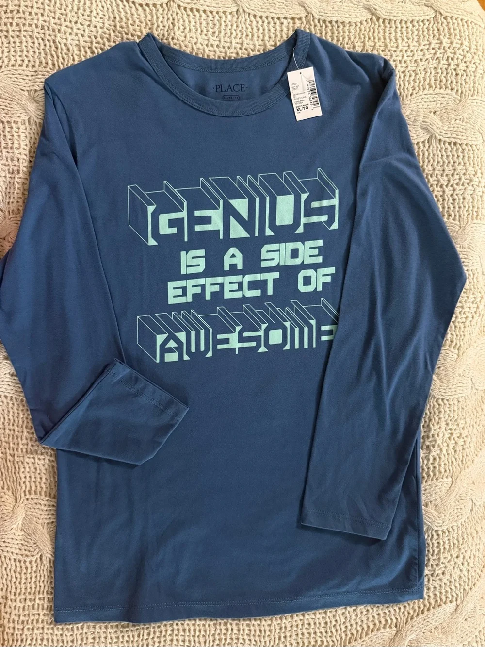 The Children's Place Blue Long Sleeve Tee with Mint Graphic